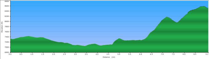Profile from Badger Pass to Ostrander Ski Hut via Horizon Ridge trail